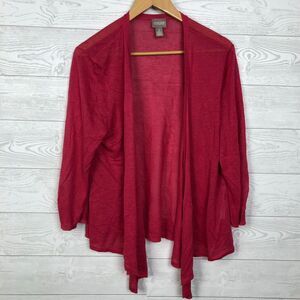 Chico's Women's Size 2/Large Open Front Cardigan Sweater Lightweight 3/4 Sleeve